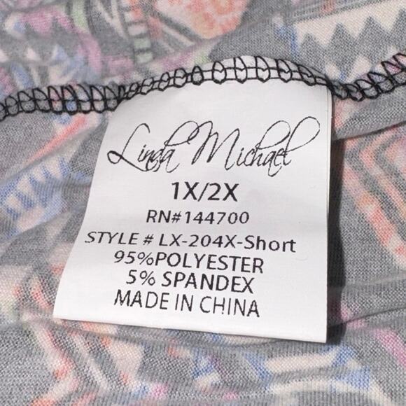 Linda Michael Aztec Tribal Print Shorts women’s 1X/2X - Comfy Stretch Loungewear - Picture 5 of 6
